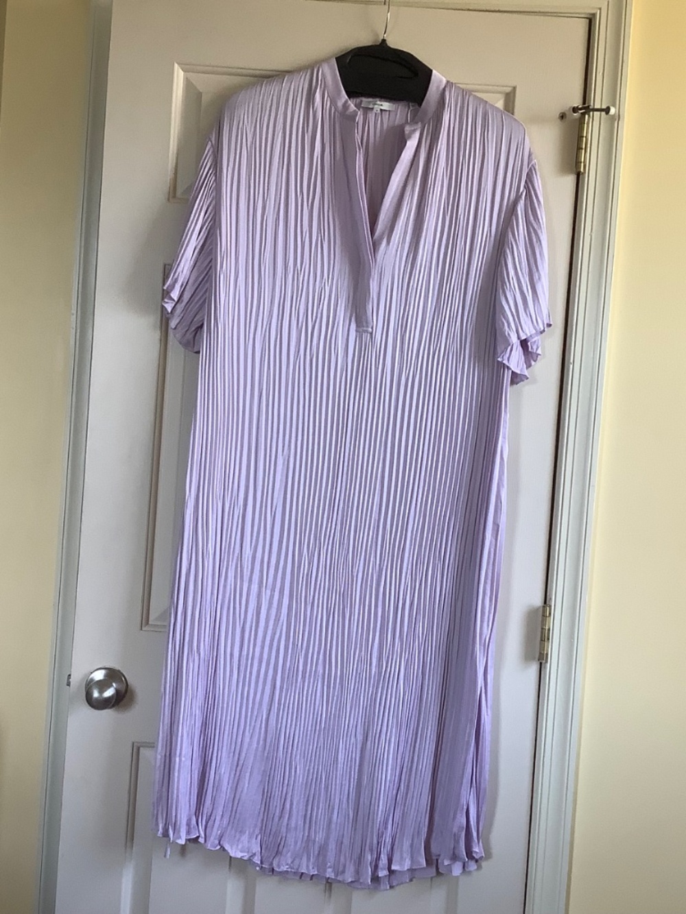Vince Crushed Satin Midi Dress Violetta Light Violet SZ 1X - Picture 3 of 16